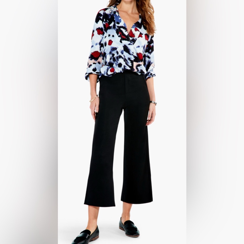 NIC+ZOE Painted Feathers Live In Top Womens Large Multi Easy Fit‎ Balloon Sleeve